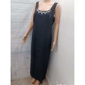 JR Nites Caliendo Sleeveless Black Maxi Dress Long Side Slit Petite 14P